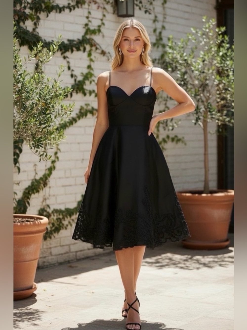 Laundry By Shelli Segal NWT Sweetheart Neck Design Midi Silk Dress Size 10